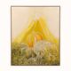Vibrant mid-century oil painting Mount Fuji at sunset