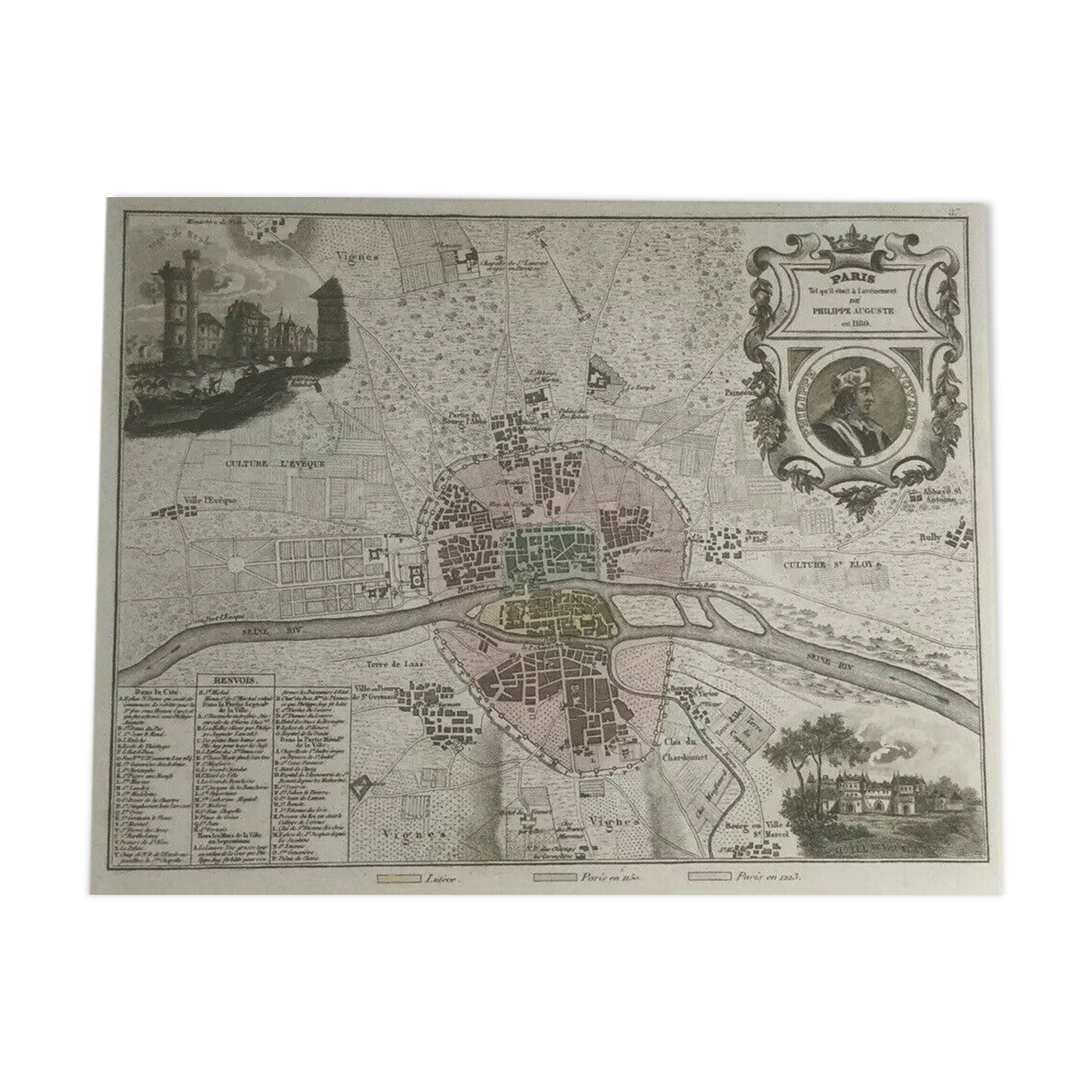 Historic map of Paris 1180-1223