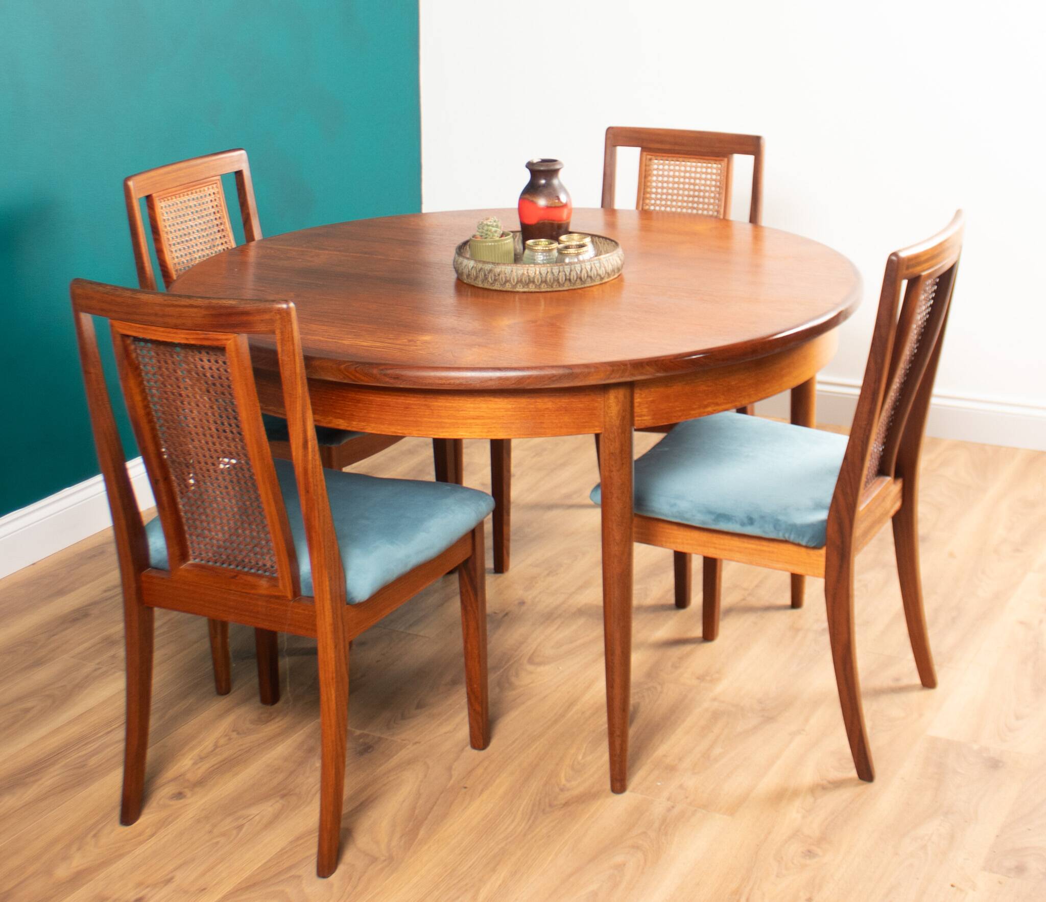 Retro teak gplan 1960s fresco dining table & 4 four chairs by victor wilkins
