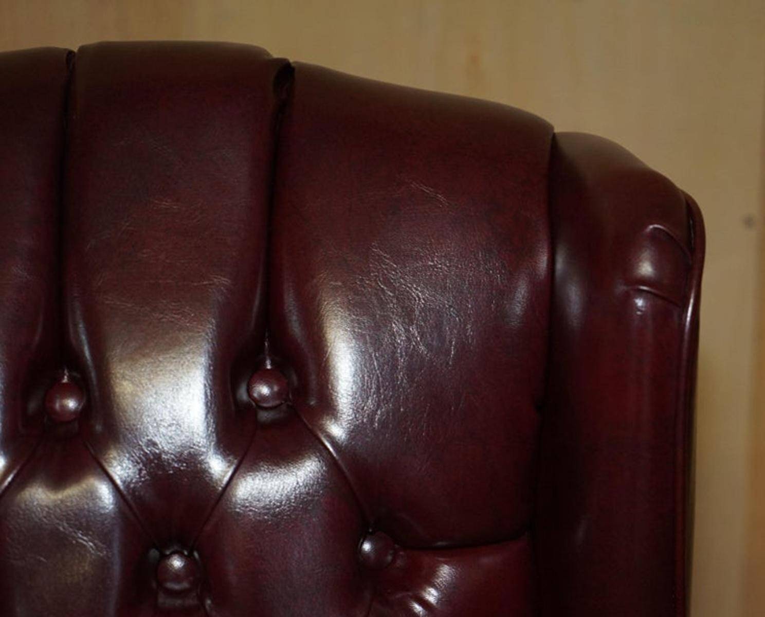 Fauteuil de bureau Chesterfield Wingback en cuir vintage