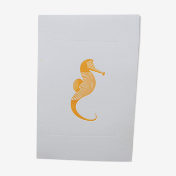 Engraving 1 yellow seahorse color