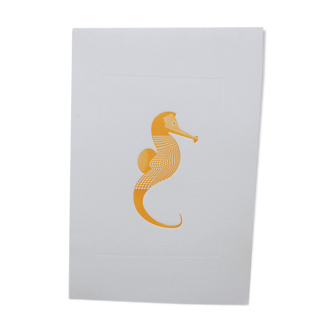 Engraving 1 yellow seahorse color