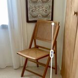 Folding wooden and cane chair