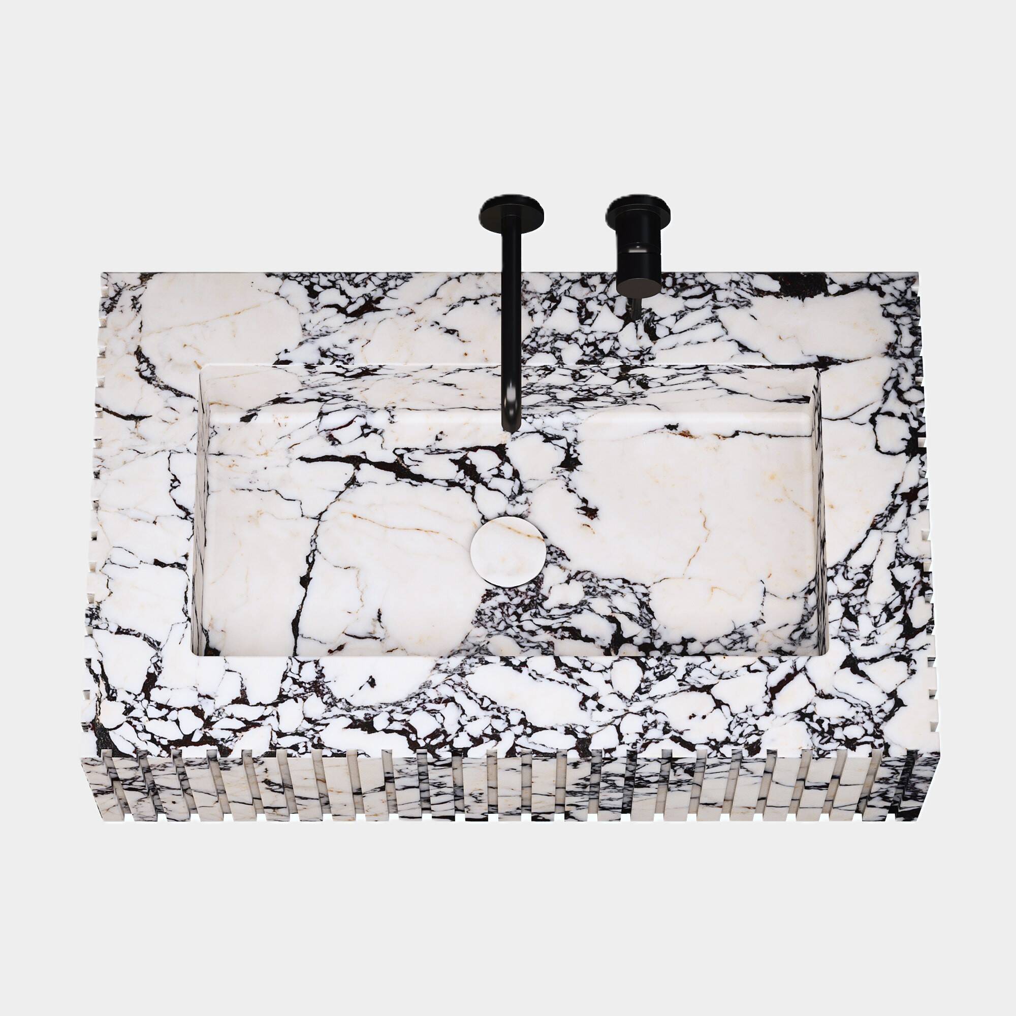 Luca - Grooved Marble Sink - Calacatta Viola - Medium