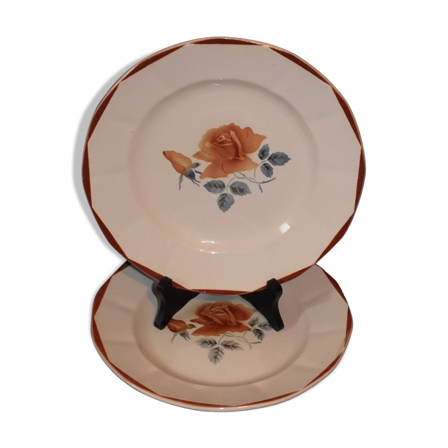 Set de 2 plats vintage Digoin Sarreguemines rose poudré