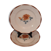 2 Digoin Sarreguemines vintage dishes powder pink