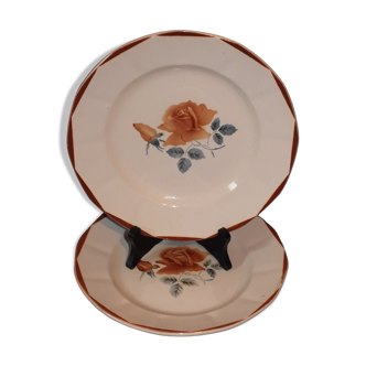 Set de 2 plats vintage Digoin Sarreguemines rose poudré