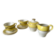 service à café 6 tasses, pot à lait et sucrier Moulin des Loups jaune texturé années 50
