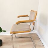 Vintage Marcel Breuer Cesca Chairs by BENE Austria 1980s / Upholstered Gray Fabric Armchair with Arm