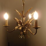 Suspension épi de blé en métal doré 3 lampes
