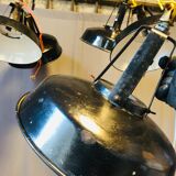 Black and white industrial hanging lamp