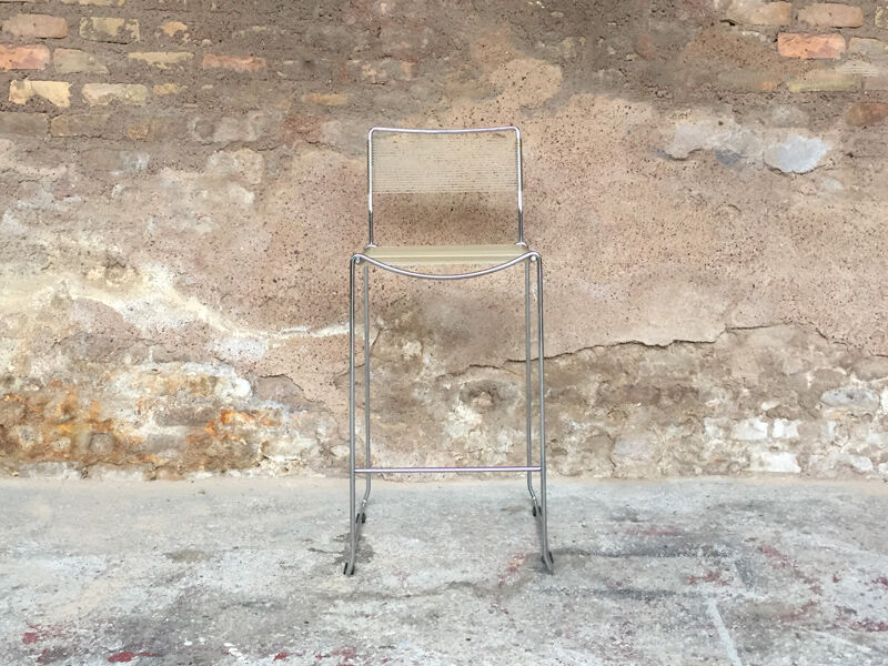 Bar stool high scoubidou vintage structure chrome
