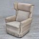 Fauteuil à oreilles danois des années 1970, état d'origine, mobilier en velours, bois de frêne.