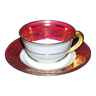 Tasse à café vintage en porcelaine de Limoges rose et Or