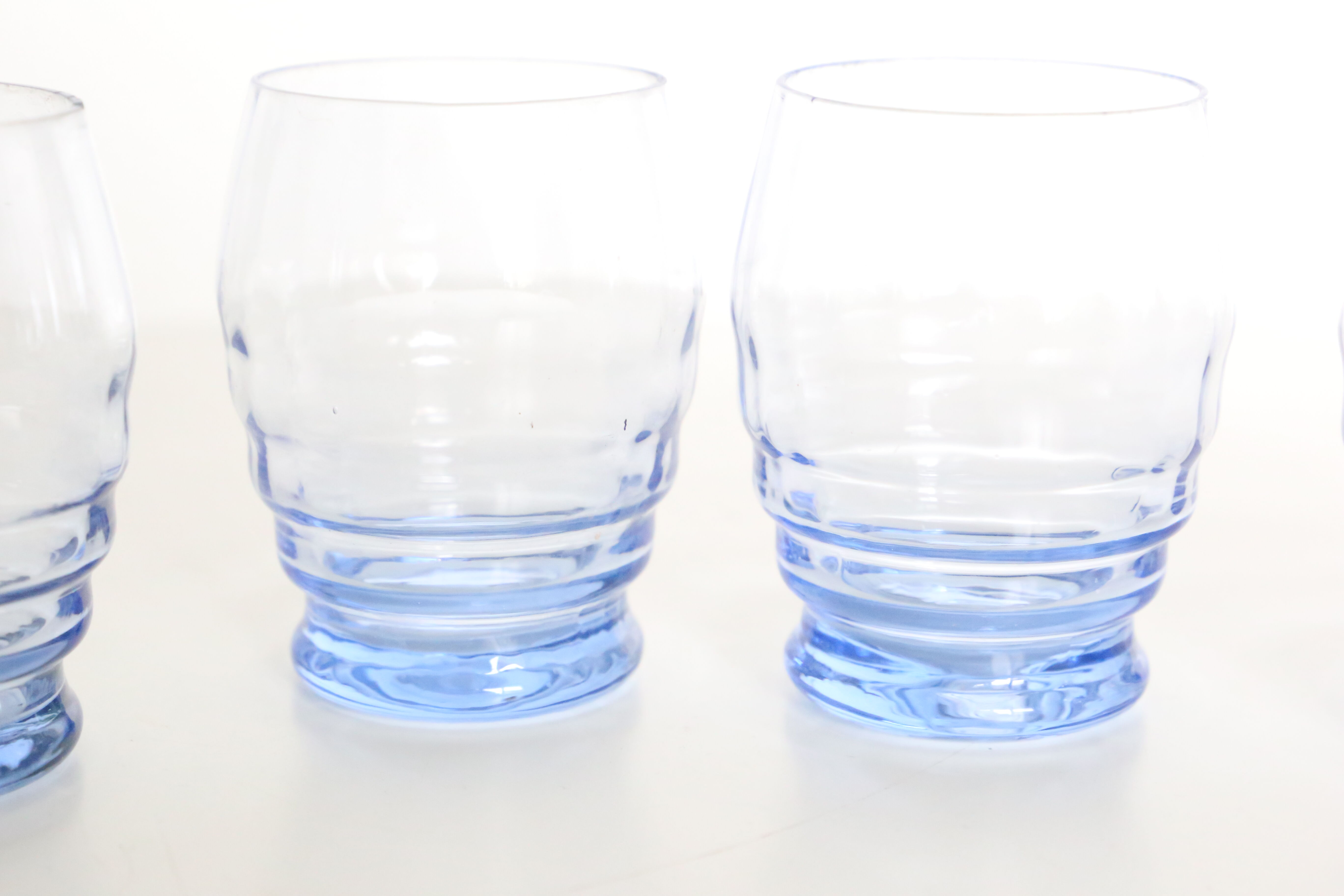 Blue water glasses x5, art deco, delicate, antique, ancient