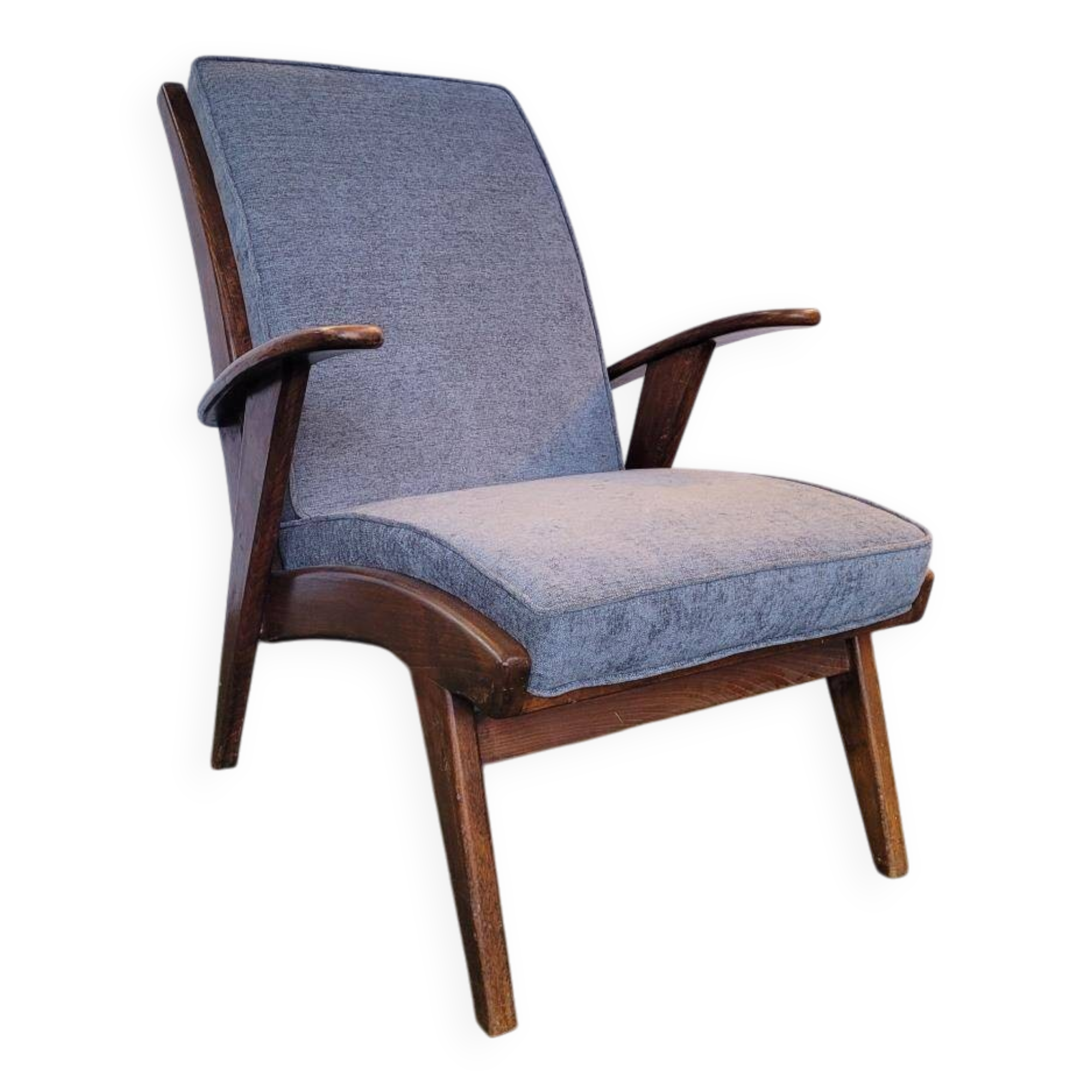 Scandinavian armchair in wood and fabric from the 50s