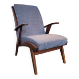 Scandinavian armchair in wood and fabric from the 50s