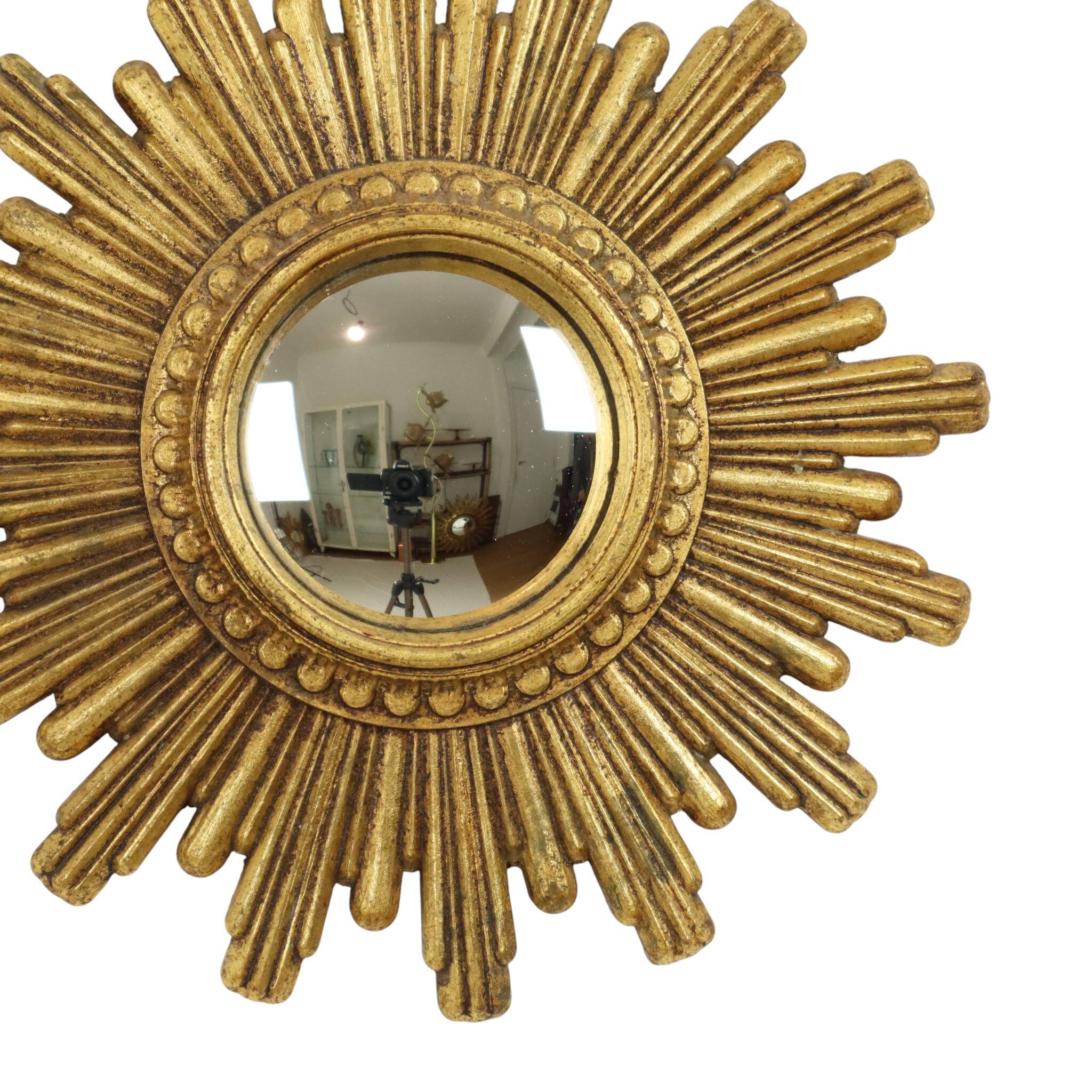 Small Sun Mirror Sunburst Mirror Gold Convex 24cm