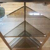 Angle shelf in chrome metal and smoked glass