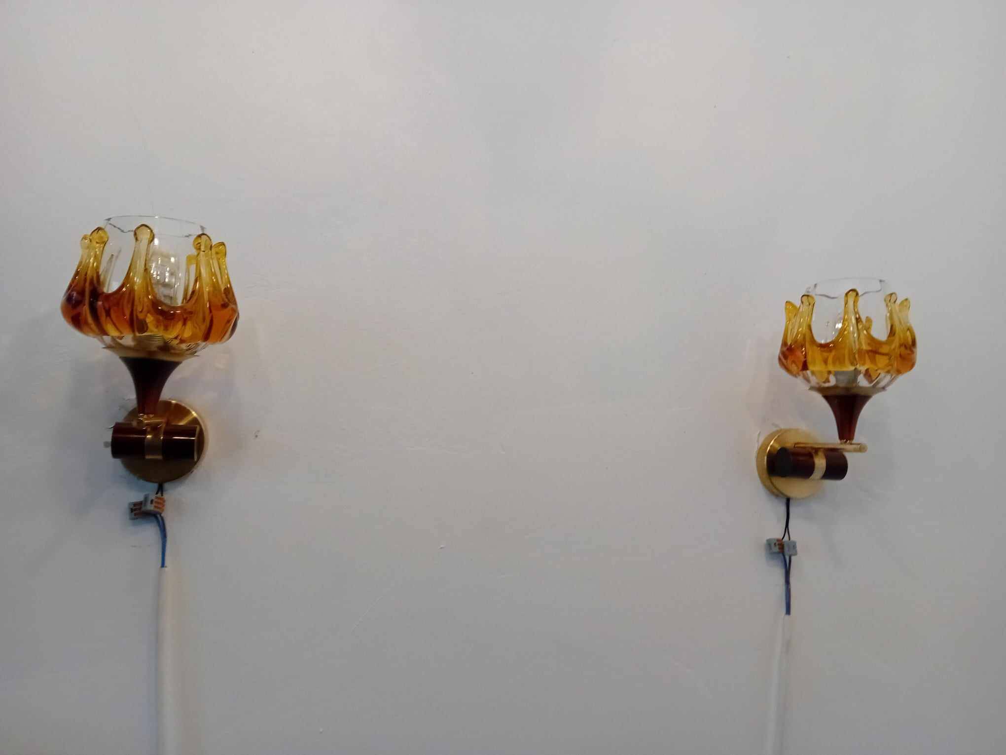 Pair of 70s oberglass wall lights vienna austria