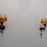 Pair of 70s oberglass wall lights vienna austria