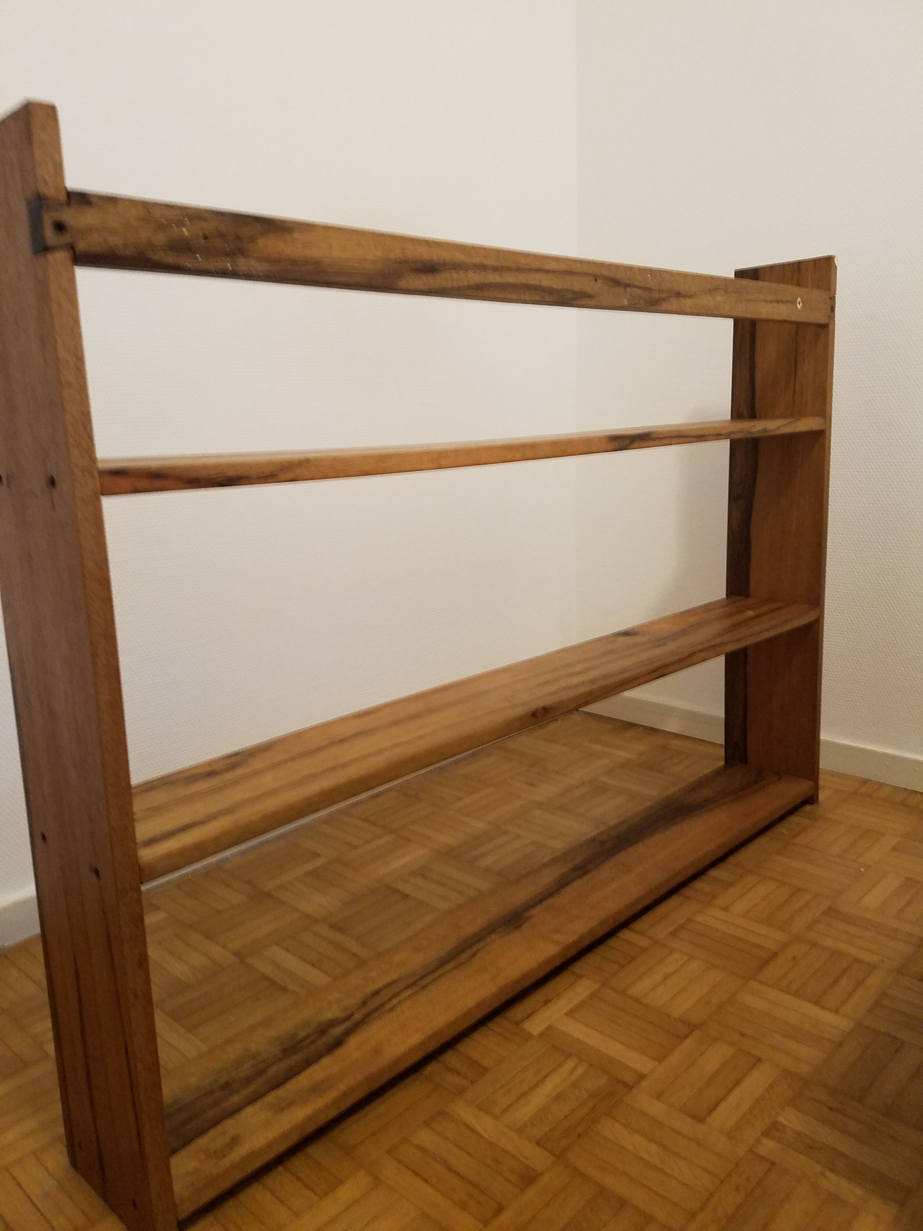 Old shelf in solid wood and exotic wood
