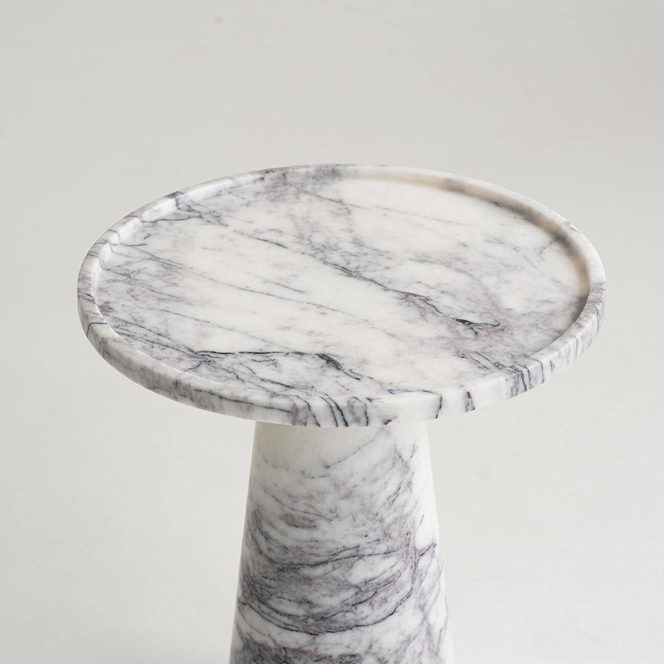 Lilas white marble cone side table