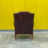 Burgundy Leather Wingback Chesterfield Armchair