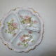 Numbered decorated porcelain quarter dish for hors d'oeuvre or other