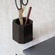 Brown plastic pencil pot, 70s