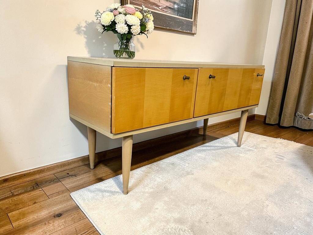 Vintage wooden low furniture / TV unit / low sideboard