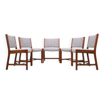 Set of five teak chairs, Danish design, 1970s, production: Denmark