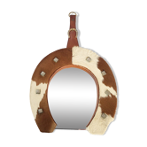 Vintage 1970s cowhide horseshoe mirror