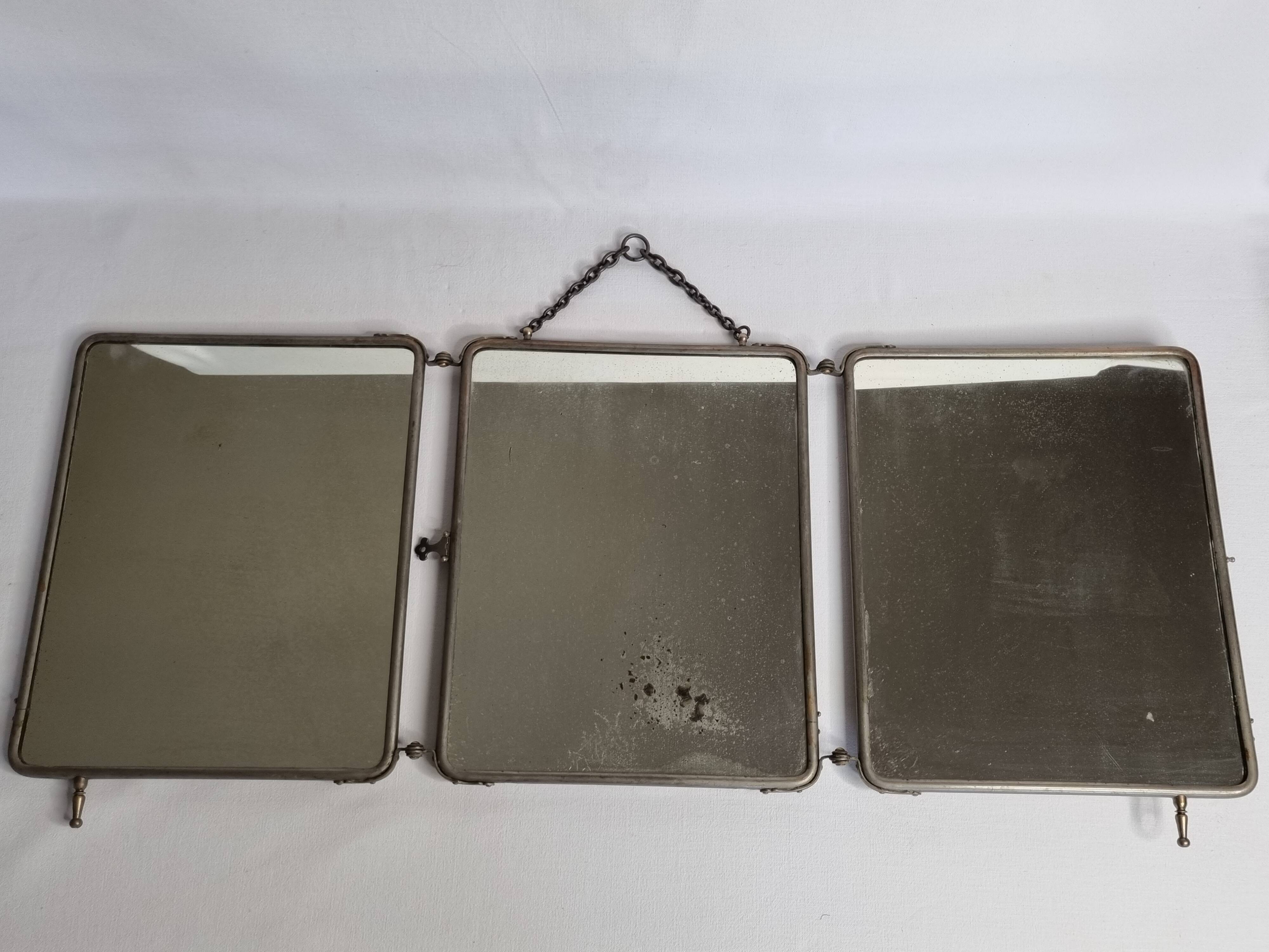 Miroir de barbier triptyque à poser ou à suspendre 1900
