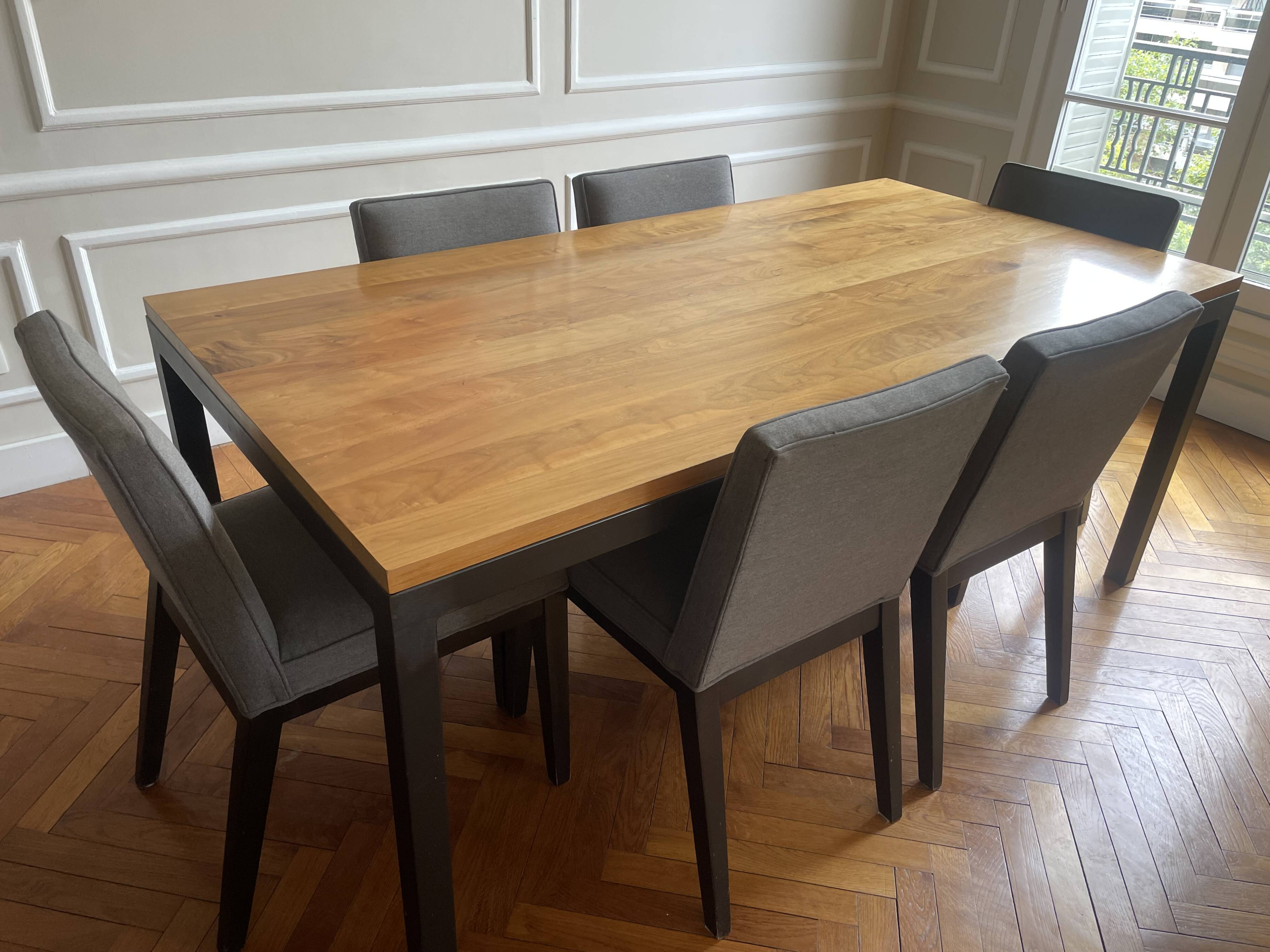 Table room & board parsons – noyer & metal structure – 183 × 91 cm
