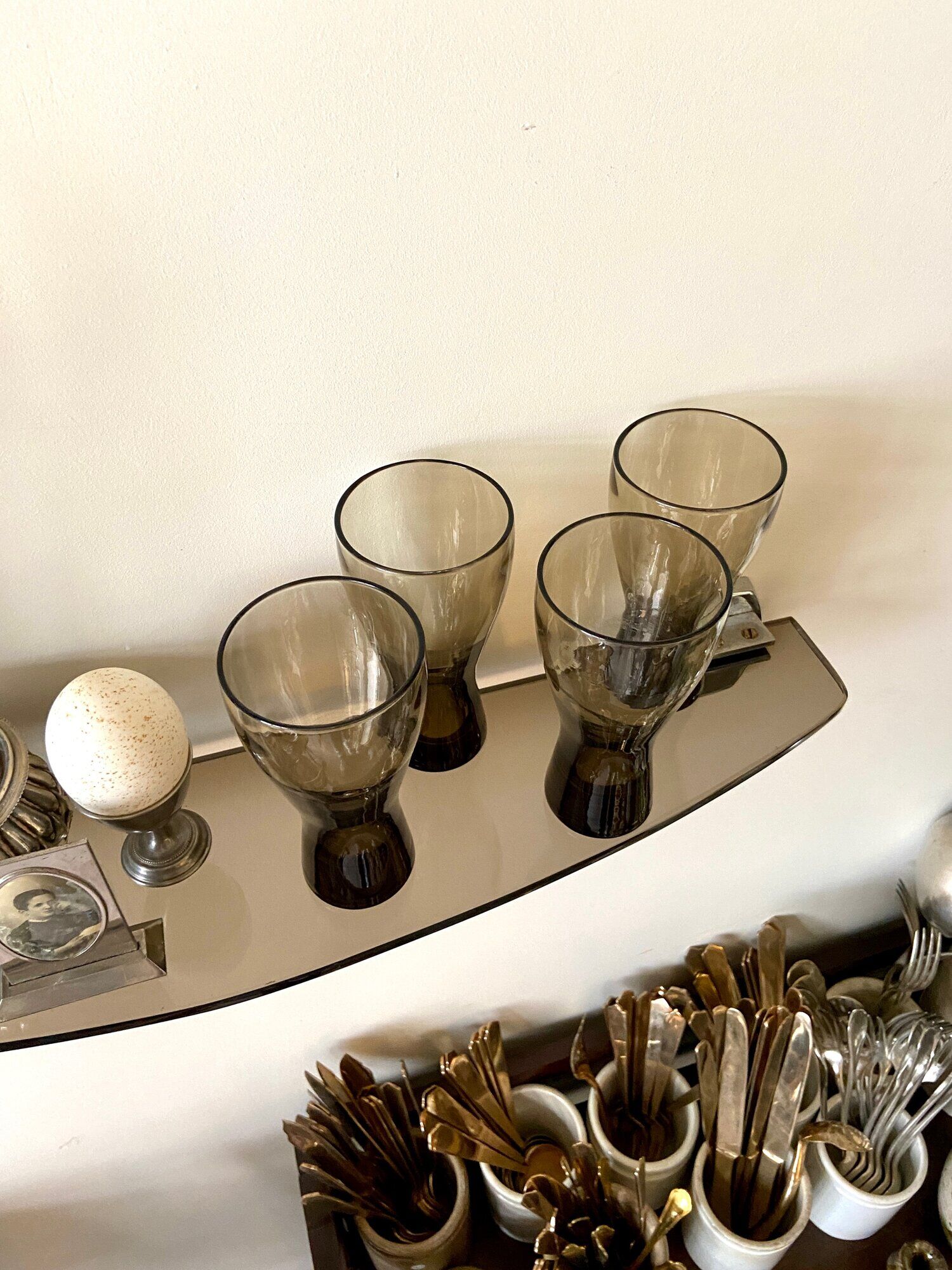 4 smoked glass glasses