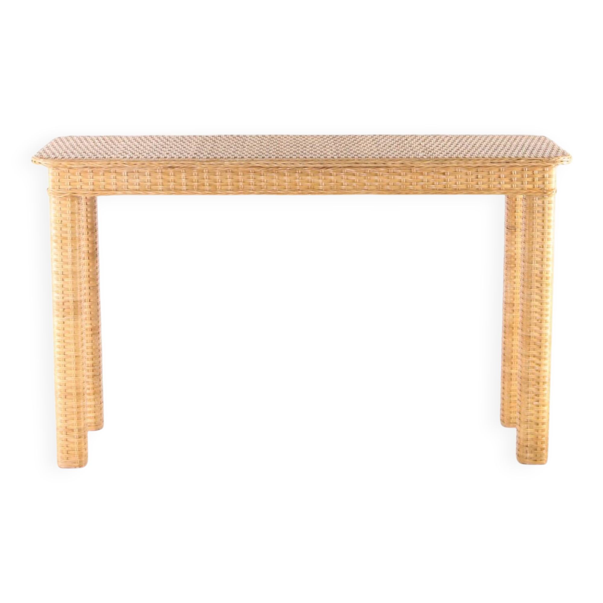 Woven rattan console
