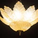 Plafonnier ou plafonnier en verre de Murano doré/orange, Rome, années 1970