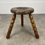 Brutalist tripod stool in the style of Dudouyt