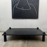 Brutalist black stained wood coffee table