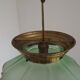French Vintage Art Deco Glass Ceiling Light Green Frosted & Patterned Glass