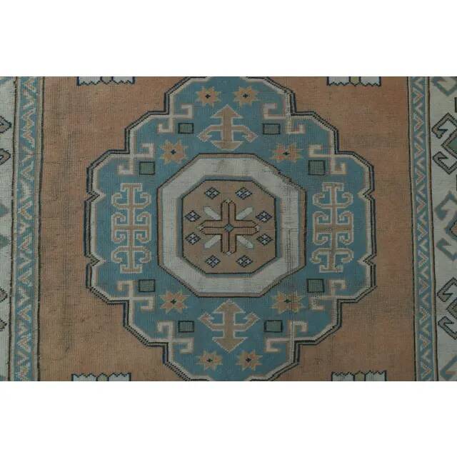 1970s Vintage Turkish Oushak Handmade Wool Cotton Orange  Area Rug 190x275