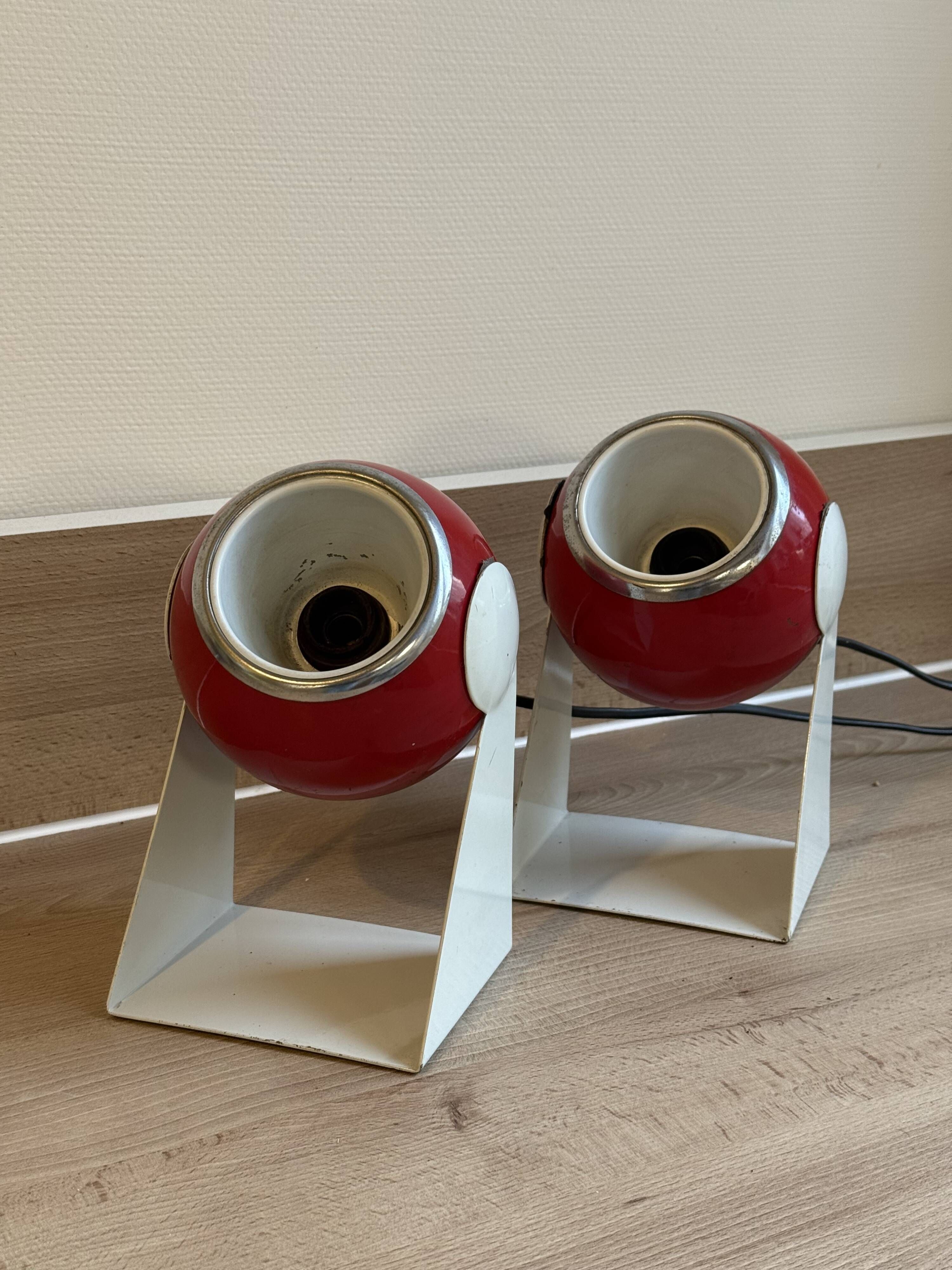 Pair of Vintage Desk Lamps eye ball "Polifemo" Space Age