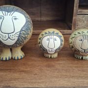 Set of 3 ceramic lions by Lisa Larson/Gustavsberg.