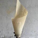 Set de 2 lampes sculpturales beiges avec des bases en bois massif, design organique du milieu du siècle.