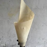 Set de 2 lampes sculpturales beiges avec des bases en bois massif, design organique du milieu du siècle.