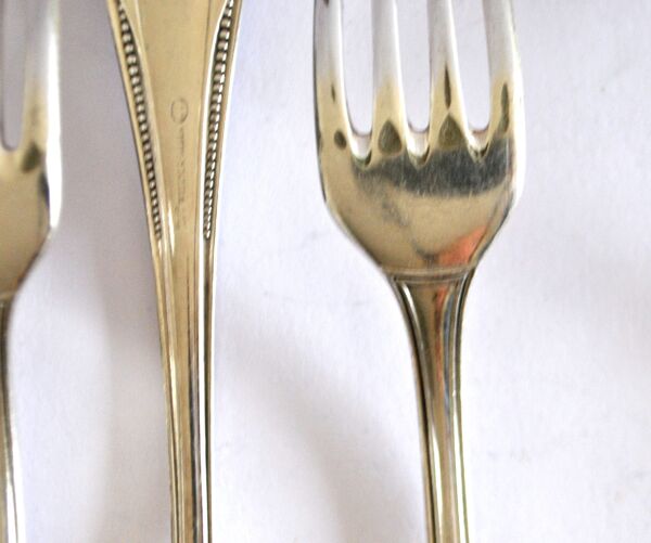Couvert de table perle 6 fourchettes + 6 cuillères métal argenté allemand Wellner Silber 21cm