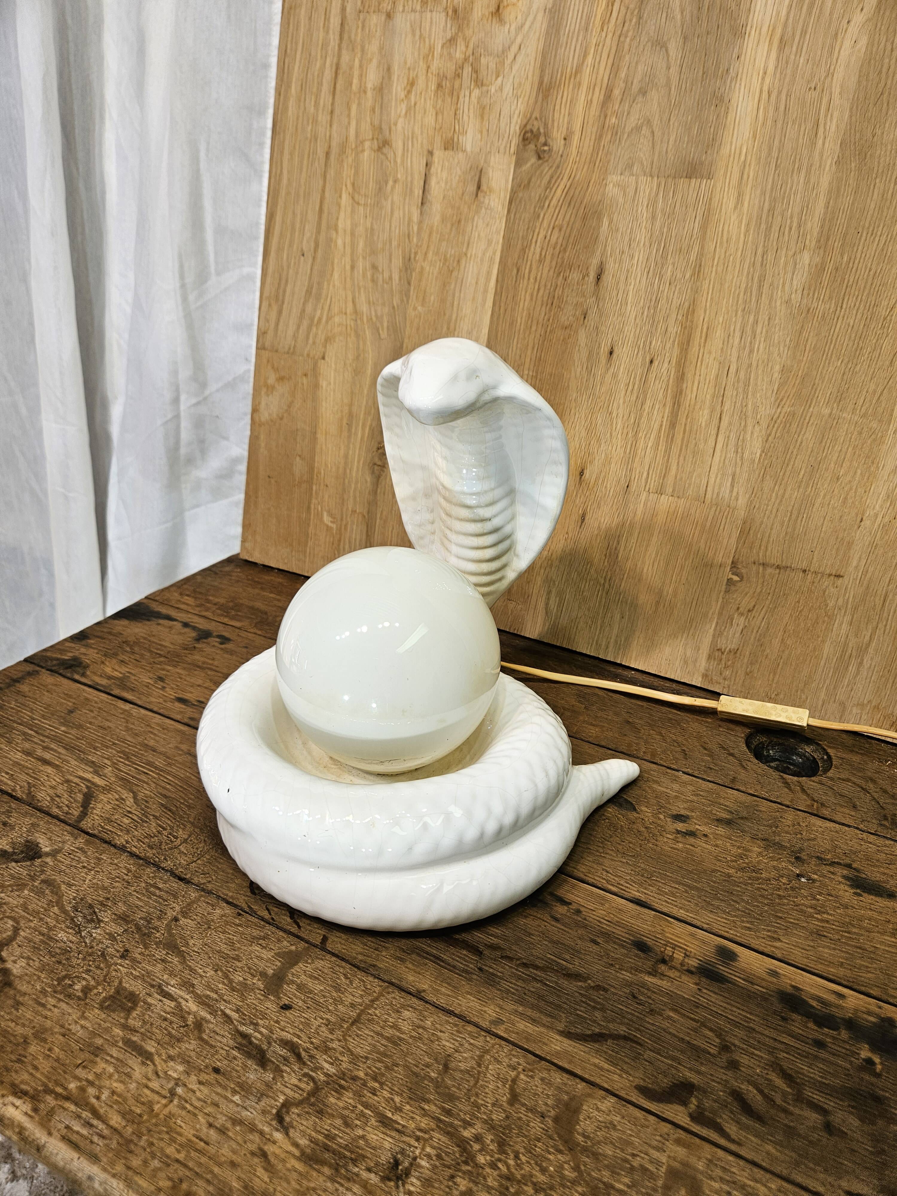 Cobra snake lamp 1970 1980 Avobin Italy