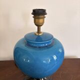 Antique Blue Glazed Ceramic Baluster Lamp Italy