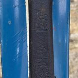 Old Pair of Vintage Blue & White Wooden Skis Mountain Chalet Decor - 218 cm